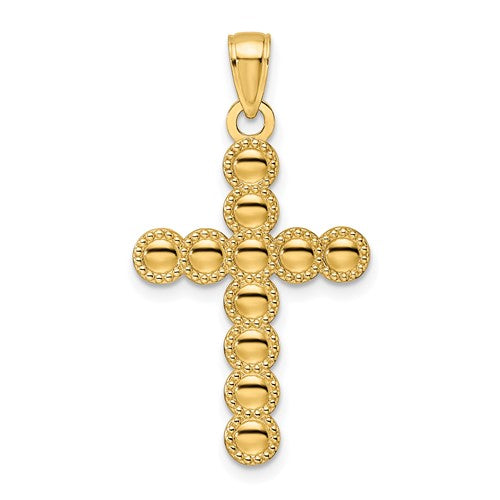 14k-polished-beaded-circles-cross-pendant-SolomonJeweler-Wichita-KS-CustomJewelry