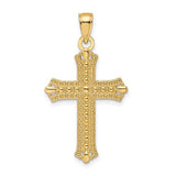 14k-polished-textured-pointed-ends-fancy-cross-pendant-SolomonJeweler-Wichita-KS-CustomJewelry