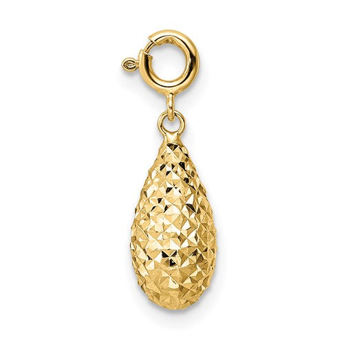 14k-diamond-cut-teardrop-w-spring-ring-clasp-charm-SolomonJeweler-Wichita-KS-CustomJewelry