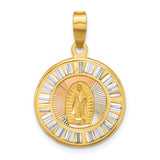 14k-rose-and-white-plated-polished-cz-baguettes-mary-round-pendant-SolomonJeweler-Wichita-KS-CustomJewelry