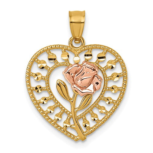 14k-two-tone-diamond-cut-polished-rose-in-heart-pendant-SolomonJeweler-Wichita-KS-CustomJewelry