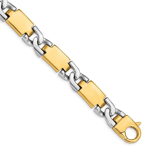 14k-two-tone-10-9mm-hand-polished-gold-fancy-link-necklace-SolomonJeweler-Wichita-KS-CustomJewelry