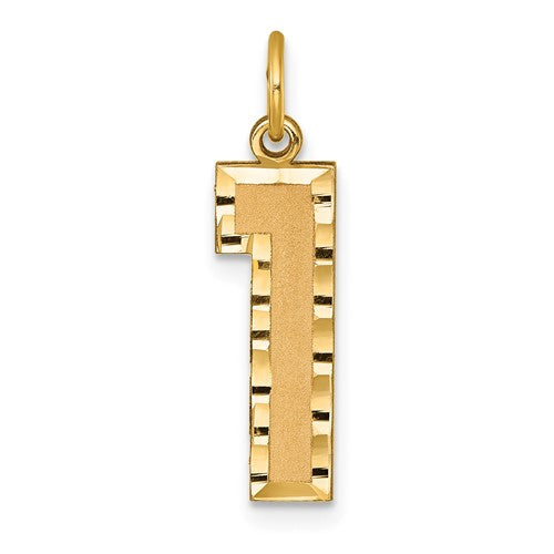 14k-large-brushed-diamond-cut-number-1-charm-SolomonJeweler-Wichita-KS-CustomJewelry