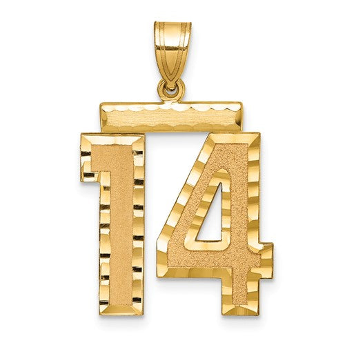 14k-large-brushed-diamond-cut-number-14-charm-SolomonJeweler-Wichita-KS-CustomJewelry
