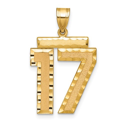 14k-large-brushed-diamond-cut-number-17-charm-SolomonJeweler-Wichita-KS-CustomJewelry