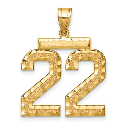 14k-large-brushed-diamond-cut-number-22-charm-SolomonJeweler-Wichita-KS-CustomJewelry