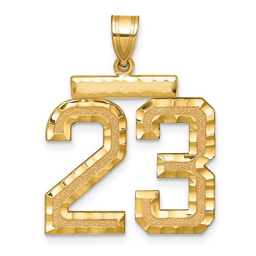 14k-large-brushed-diamond-cut-number-23-charm-SolomonJeweler-Wichita-KS-CustomJewelry