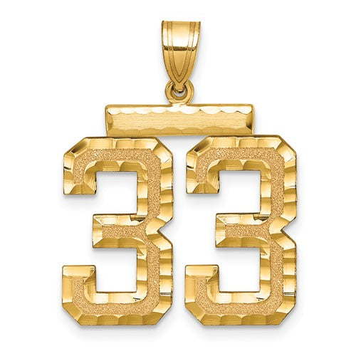 14k-large-brushed-diamond-cut-number-33-charm-SolomonJeweler-Wichita-KS-CustomJewelry
