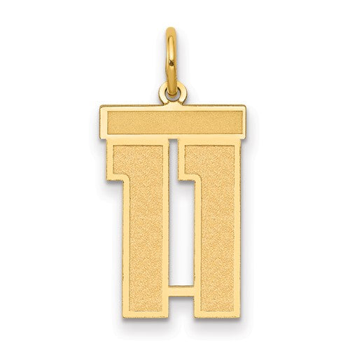 14k-medium-satin-number-11-charm-SolomonJeweler-Wichita-KS-CustomJewelry