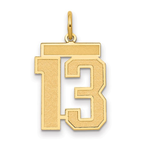 14k-medium-satin-number-13-charm-SolomonJeweler-Wichita-KS-CustomJewelry