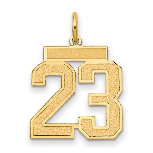 14k-medium-satin-number-23-charm-SolomonJeweler-Wichita-KS-CustomJewelry
