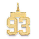 Gold 14k satin number 93 charm pendant from Solomon Jewelers, small and stylish jewelry accessory.