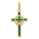 14k-green-enameled-claddagh-cross-pendant-SolomonJeweler-Wichita-KS-CustomJewelry