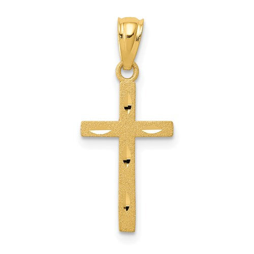 14k-satin-diamond-cut-cross-pendant-SolomonJeweler-Wichita-KS-CustomJewelry