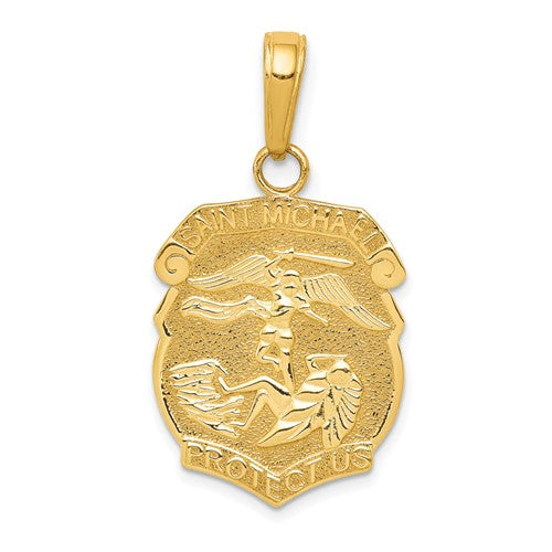 14k-saint-michael-medal-badge-pendant-SolomonJeweler-Wichita-KS-CustomJewelry