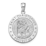 14k-white-gold-polished-satin-christopher-medal-charm-SolomonJeweler-Wichita-KS-CustomJewelry