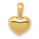 14K gold polished domed heart charm from Solomon Jewelers, featuring a smooth, shiny heart pendant.