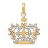 14K gold rhodium crown pendant from Solomon Jewelers, featuring intricate design and sparkling finish, perfect for necklaces.