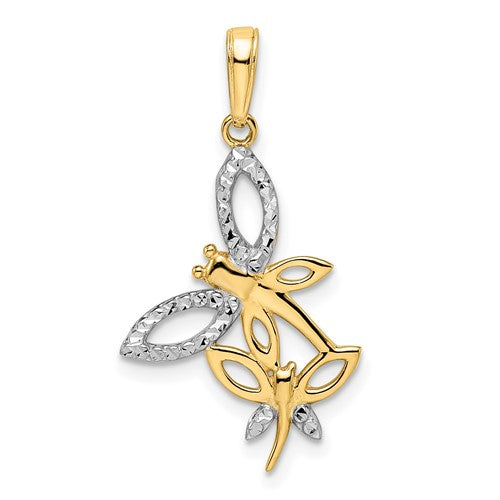 14k-and-white-rhodium-diamond-cut-dragonflies-pendant-SolomonJeweler-Wichita-KS-CustomJewelry