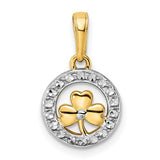 14k-and-white-rhodium-diamond-cut-clover-in-circle-pendant-SolomonJeweler-Wichita-KS-CustomJewelry
