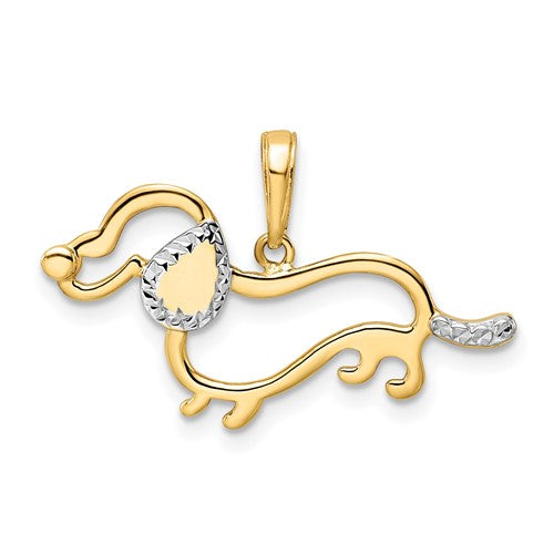 14k-and-white-rhodium-diamond-cut-dachshund-pendant-SolomonJeweler-Wichita-KS-CustomJewelry