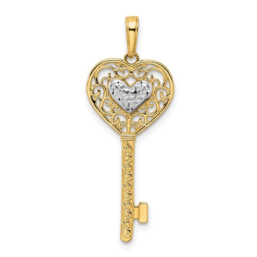 14k-and-white-rhodium-diamond-cut-heart-filigree-key-pendant-SolomonJeweler-Wichita-KS-CustomJewelry
