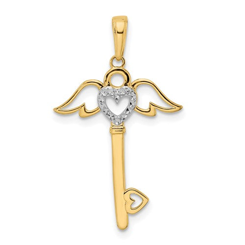 14k-and-white-rhodium-d-c-heart-angel-wings-key-pendant-SolomonJeweler-Wichita-KS-CustomJewelry