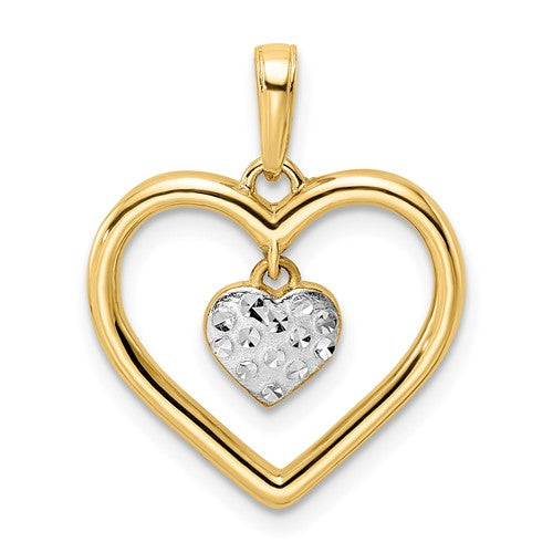 14k-and-white-rhodium-diamond-cut-heart-w-dangle-heart-pendant-SolomonJeweler-Wichita-KS-CustomJewelry