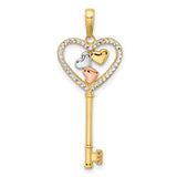 14k-w-white-and-rose-rhodium-diamond-cut-hearts-key-pendant-SolomonJeweler-Wichita-KS-CustomJewelry