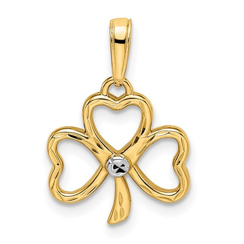 14k-and-white-rhodium-diamond-cut-clover-pendant-SolomonJeweler-Wichita-KS-CustomJewelry