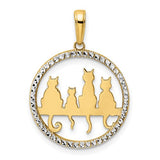 14k-and-white-rhodium-diamond-cut-cats-sitting-on-bench-pendant-SolomonJeweler-Wichita-KS-CustomJewelry
