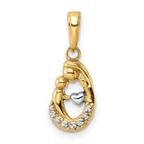 14k-and-white-rhodium-diamond-cut-mother-and-baby-teardrop-pendant-SolomonJeweler-Wichita-KS-CustomJewelry