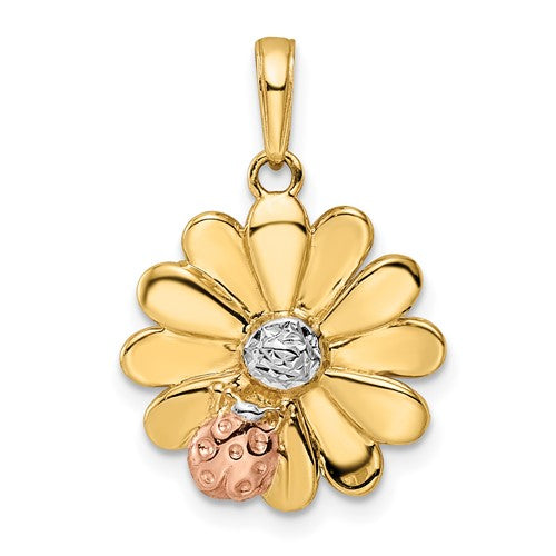 14k-w-white-and-rose-rhodium-diamond-cut-ladybug-on-flower-pendant-SolomonJeweler-Wichita-KS-CustomJewelry