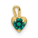14k gold May synthetic birthstone heart charm pendant with a delicate design, perfect for jewelry and gift-giving.