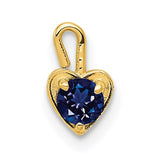 14k September synthetic birthstone heart charm pendant in gold, featuring a vibrant gemstone and elegant design.