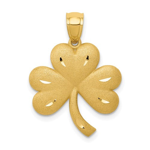 14k-brushed-diamond-cut-shamrock-pendant-SolomonJeweler-Wichita-KS-CustomJewelry