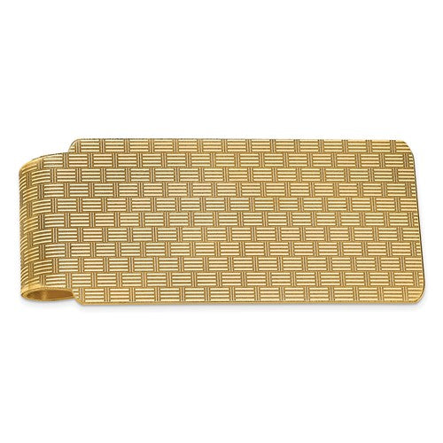 14k-mens-textured-basketweave-polished-money-clip-SolomonJeweler-Wichita-KS-CustomJewelry