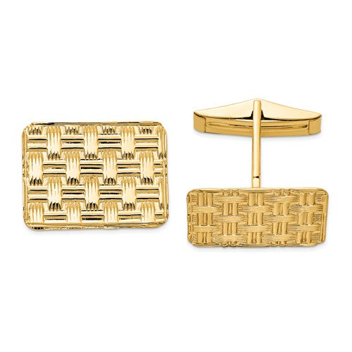 14k-mens-basketweave-textured-cuff-links-SolomonJeweler-Wichita-KS-CustomJewelry
