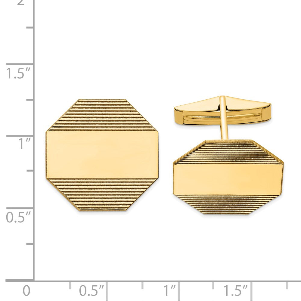 14k Men's Octagonal w/ Line Design Cuff Links - Solomon Jewelers