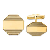 14k Men's Octagonal w/ Line Design Cuff Links - Solomon Jewelers