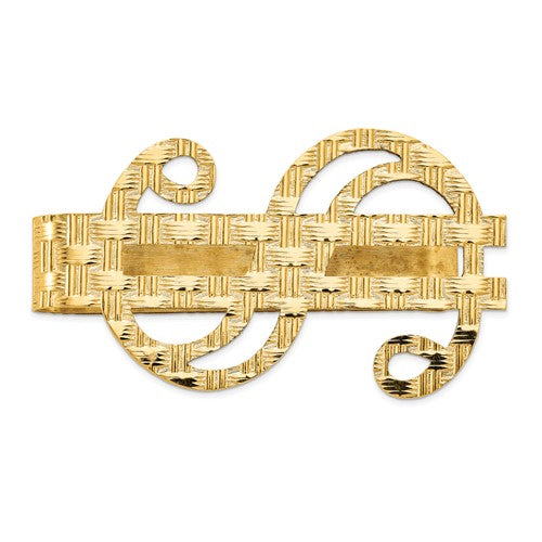 14k-polished-textured-dollar-sign-money-clip-SolomonJeweler-Wichita-KS-CustomJewelry