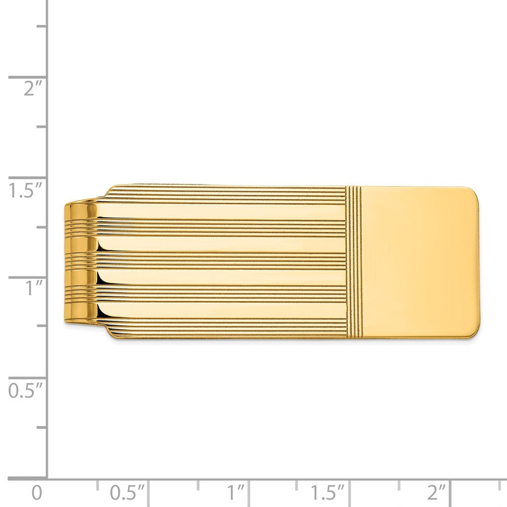 14k Men's Grooved Polished Money Clip - Solomon Jewelers