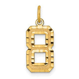 14k gold medium diamond-cut number 8 charm pendant with detailed craftsmanship, ideal for jewelry and charm collections.