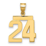 14k gold polished number 24 charm from Solomon Jewelers, medium-sized pendant with a shiny, smooth finish.