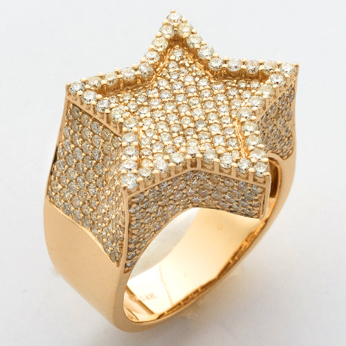 14KY 3.60CTW DIAMOND MENS STAR RING - SINGLE ROW - Solomon Jewelers