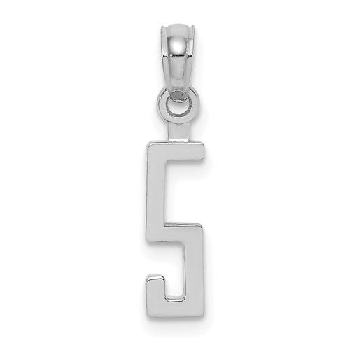 14kw-polished-number-5-pendant-SolomonJeweler-Wichita-KS-CustomJewelry