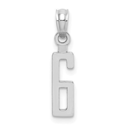 14kw-polished-number-6-pendant-SolomonJeweler-Wichita-KS-CustomJewelry