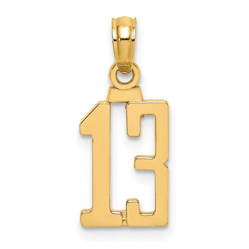 14k-polished-number-13-pendant-SolomonJeweler-Wichita-KS-CustomJewelry