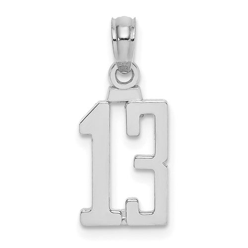 14kw-polished-number-13-pendant-SolomonJeweler-Wichita-KS-CustomJewelry