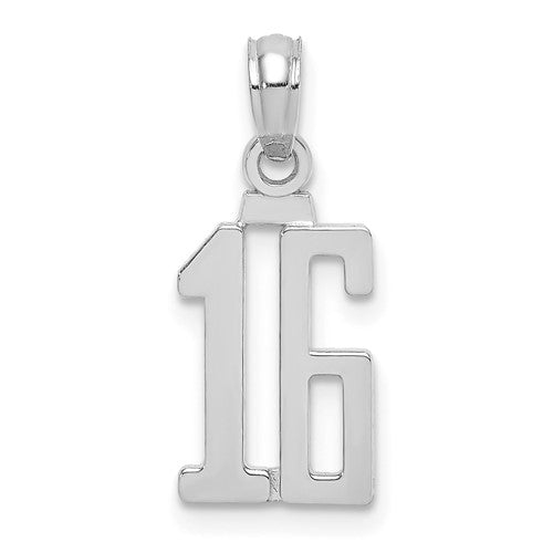 14kw-polished-number-16-pendant-SolomonJeweler-Wichita-KS-CustomJewelry